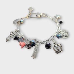 Little Prince Silver Charm Bracelet with Dark Blue Glass Accents
